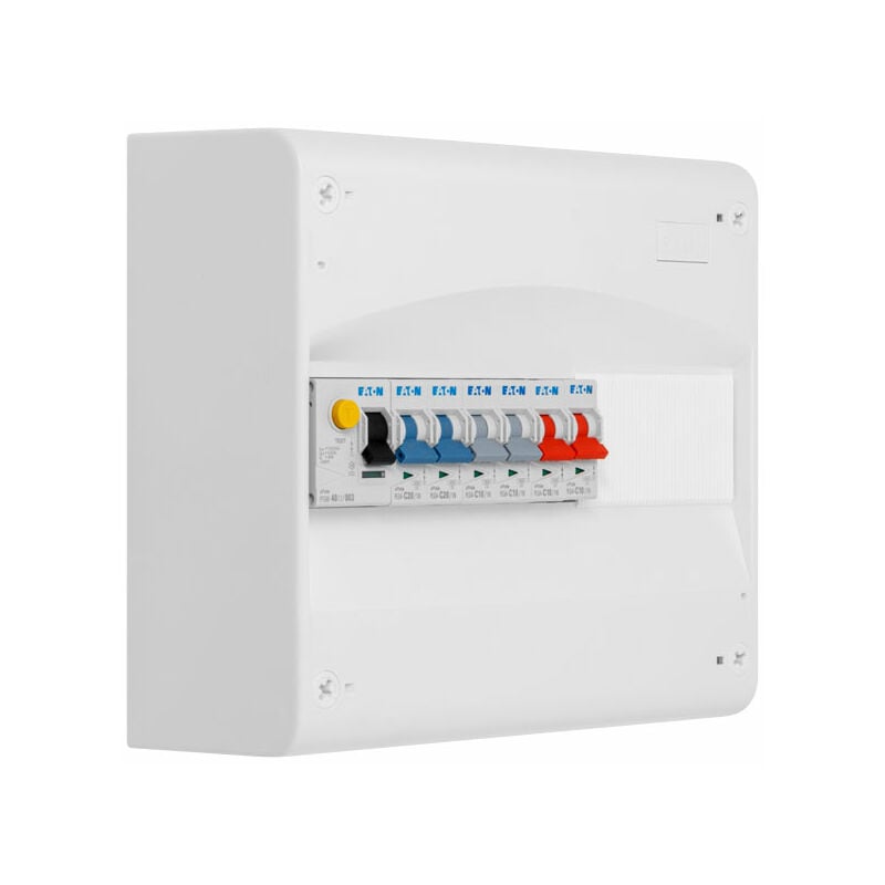 Tableau 1 rangée pré-équipé 1 inter. diff. + 6 disjoncteurs Eaton