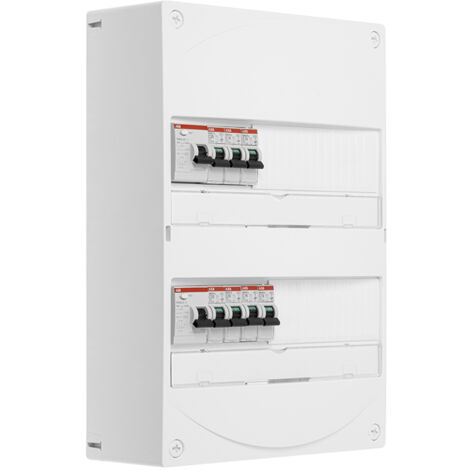 Tableau 2 rangées pré-équipé 2 inter. diff. 40A + 7 disjoncteurs - ABB