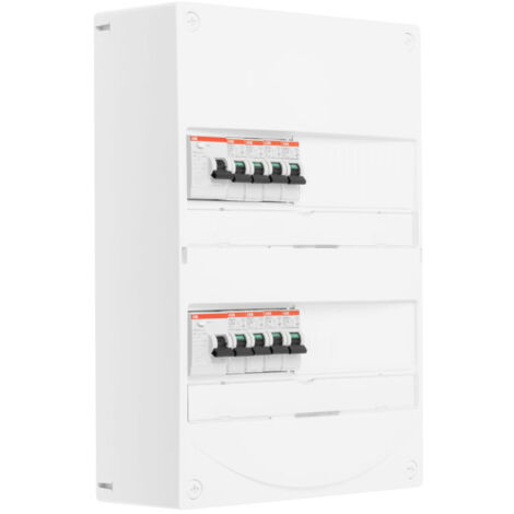 Tableau 2 rangées pré-équipé 2 inter. diff. 40A + 8 disjoncteurs - ABB