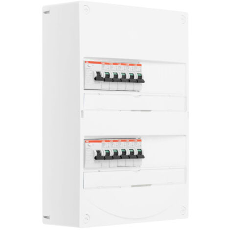 Tableau 2 rangées pré-équipé 2 inter. diff. 63A + 10 disjoncteurs - ABB