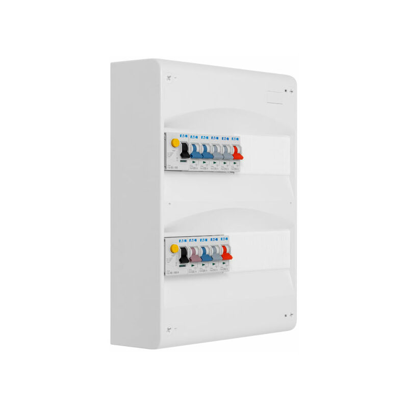Tableau 2 rangées pré-équipé 1 inter. diff. 63A + 1 inter. diff. 40A + 9 disjoncteurs Eaton