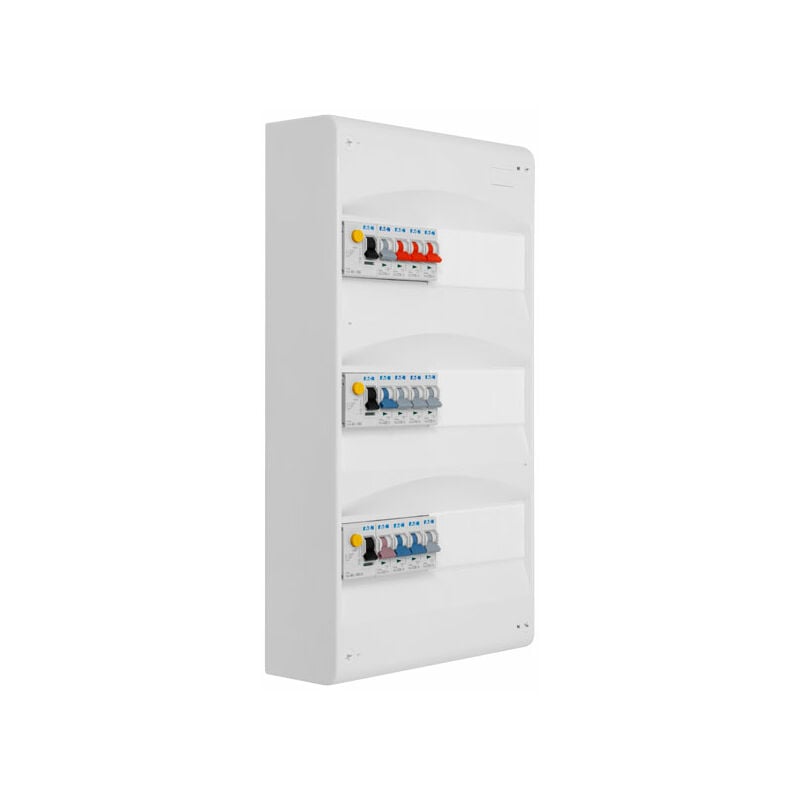 Tableau 3 rangées pré-équipé 3 inter. diff. 40A + 12 disjoncteurs - EATON