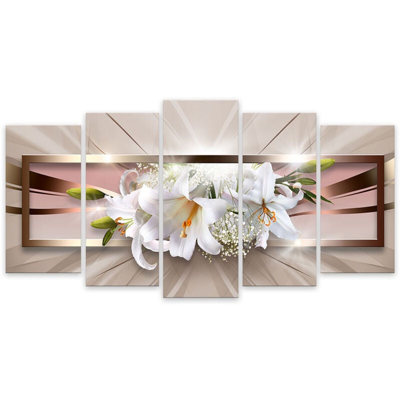 Hxadeco - Tableau 5 parties bouquet de fleurs éternelles - 150x80 cm