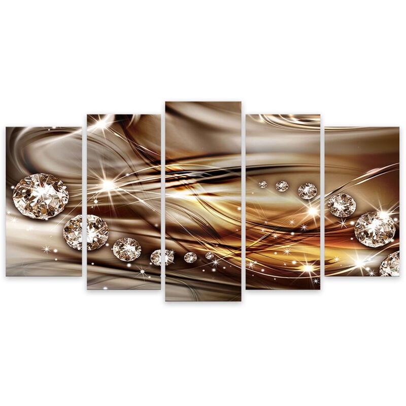 Hxadeco - Tableau 5 parties graphique strass et diamants - 150x80 cm