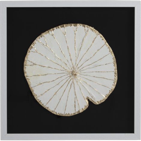 Tableau 60x5x60 Verre/Bois Blanc/Or