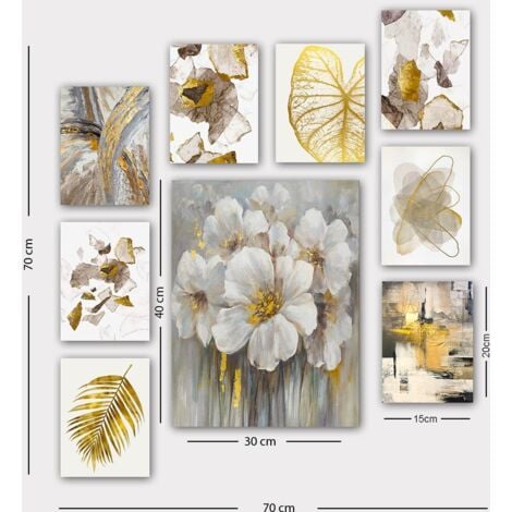 Tableau 9 parties Flowers 70 x 70 cm