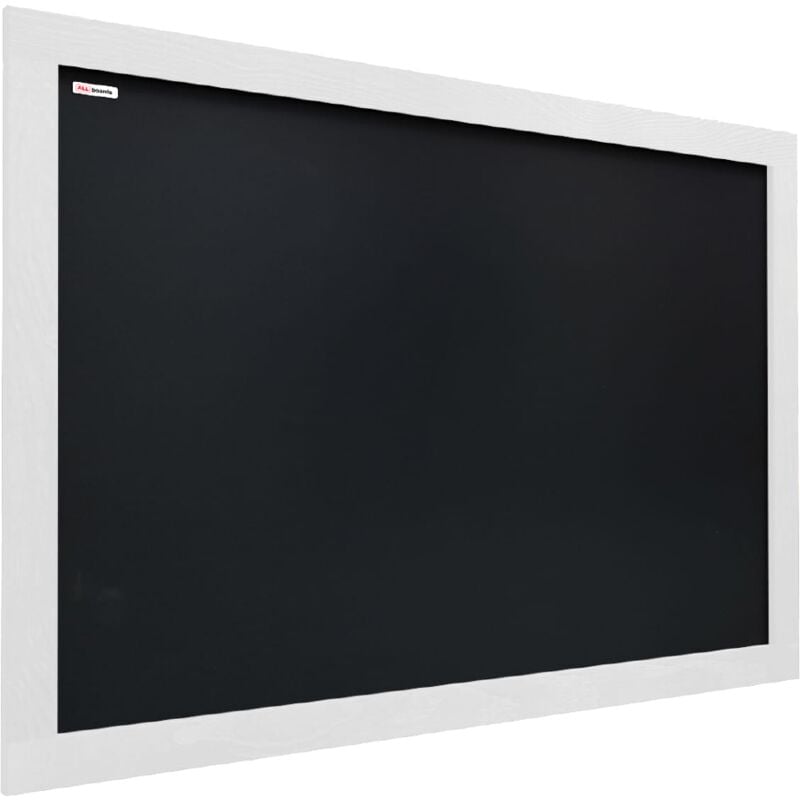 Tableau à Craie Noir avec Cadre en Bois Blanc 90x60cm