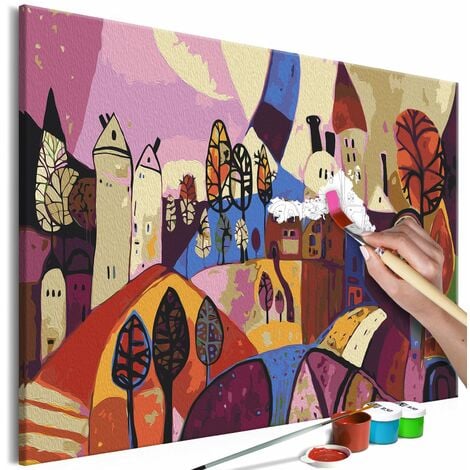 Peinture fait main 120x90 cm ARBRE DE VIE Multicolore - Tableau