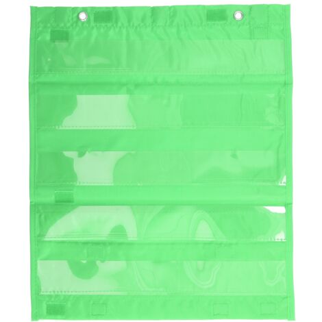 Tableau à Pochettes Aimanté 5 Lignes Transparent pour Écoliers - Organisation Scolaire à la Maison, Vert