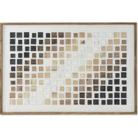 Tableau Abstrait en bois recyclé aux tons naturels - Mix de bois recyclé naturel blanc et multicolore