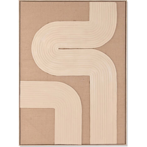 Tableau Abstrait en jute 3D pour une élégance naturelle - Beige naturel