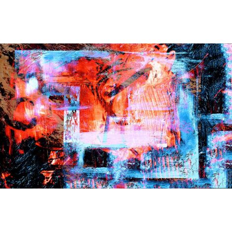 Tableau abstrait fenêtre sur couleurs, 80x50cm
