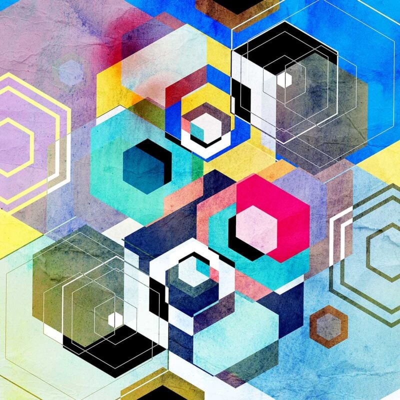 Hxadeco - Tableau abstrait les couleurs, 50x50cm