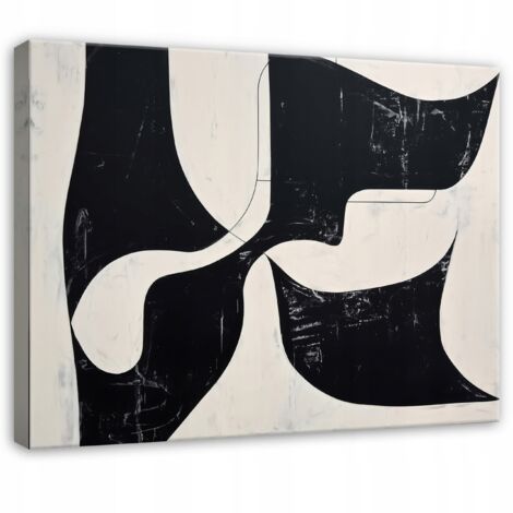 tableau abstrait noir beige gris pour chambre salon sur toile 120x80 cm