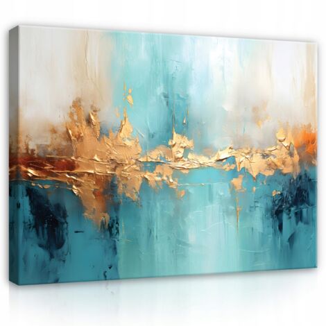 tableau abstrait or bleu grand salon 60x40