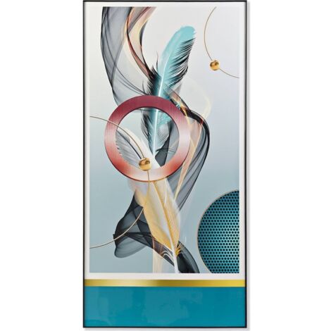 Tableau Abstrait ornements plumes en porcelaine colorée - Palette de plumes en nuances multicolores