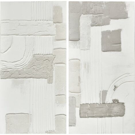 tableau abstrait relief blanc gris et beige pour décoration murale - blanc relief gris beige doux