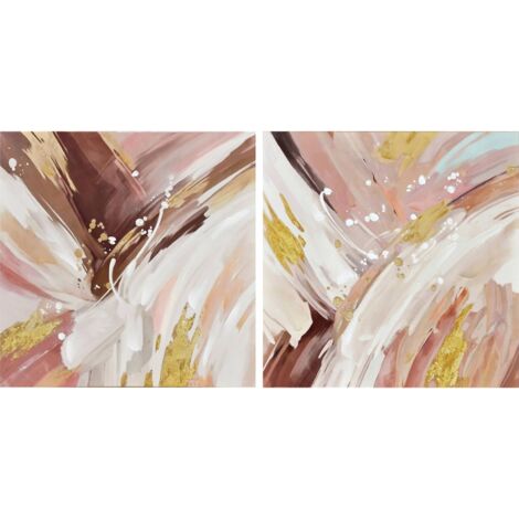 tableau abstrait rose et or touche élégante pour décoration murale - rose poudré doré et blanc