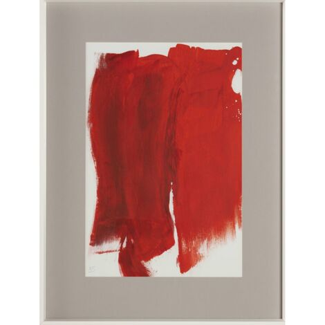 Tableau abstrait rouge et blanc sur toile encadrée moderne - Rouge abstrait sur fond blanc