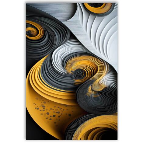 Tableau abstrait spirales dorées