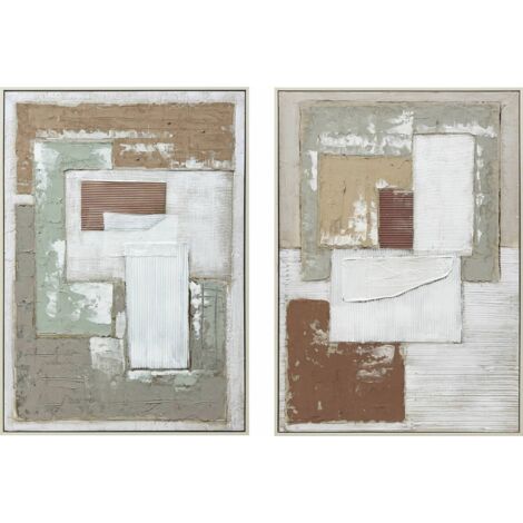 tableau abstrait texturé aux tons naturels pour décoration murale - beige texturé blanc gris terracotta