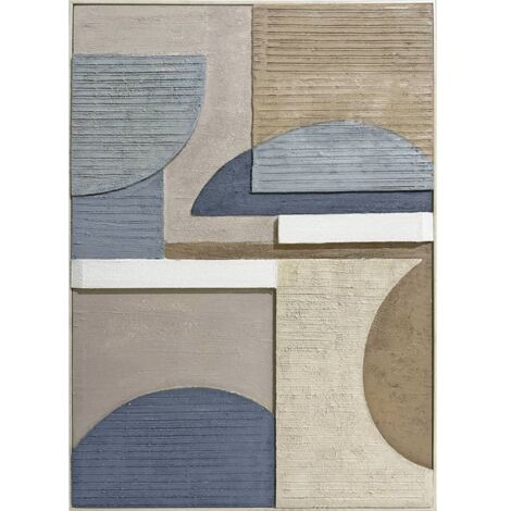 tableau abstrait textures bleues et marron pour décoration murale - bleu texturé et marron naturel