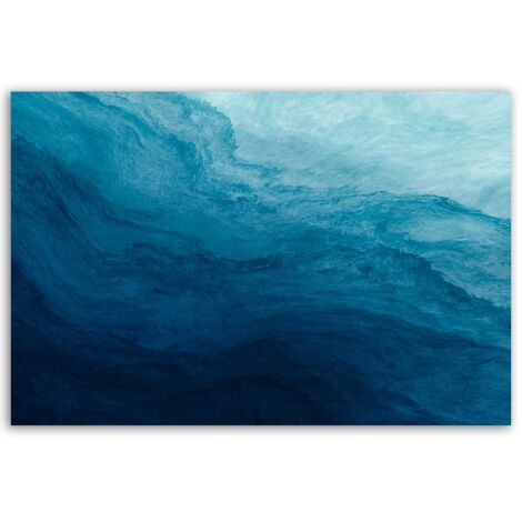 Tableau abstrait vagues bleues