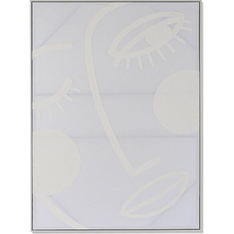 Tableau Abstrait visage stylisé pour déco raffinée - Blanc épuré avec motif abstrait