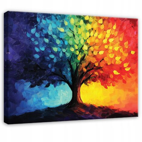 tableau arbre abstrait coloré pour chambre salon sur toile 40x30