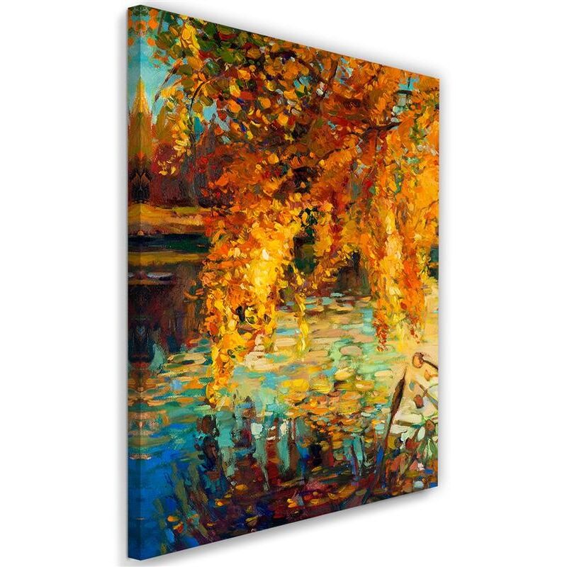 Feeby - Image sur toile, Automne peint au bord du lac - 70x100