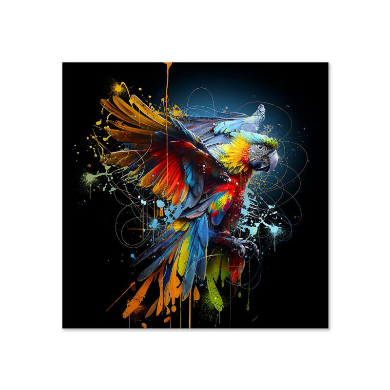 Tableau avec impression sur verre 'Perroquet Color' - Multicolore - 60 x 60 cm - Livraison gratuite