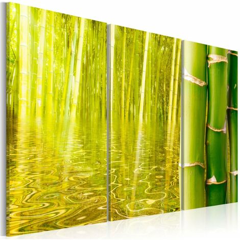 Feeby 3 pièces Tableau déco mural 60x40 cm Zen Spa Bambou Pierres