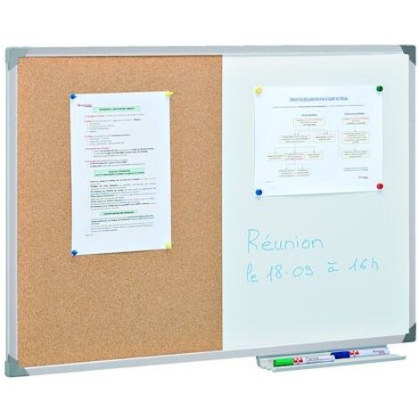 Tableau bivalent cadre aluminium - 120 x 90 cm