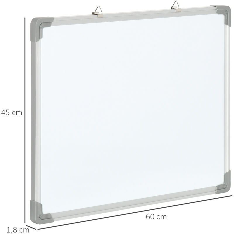 tableau blanc aimante magnetique cadre aluminium 60x45cm -