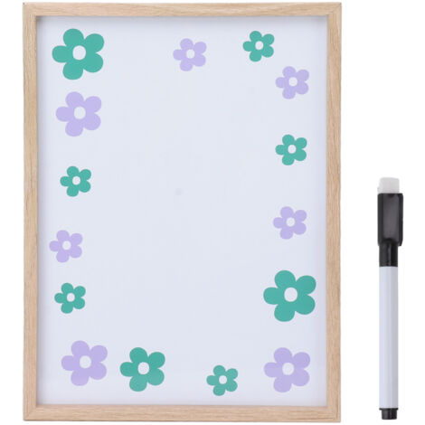 Tableau Blanc Effaçable Cadre Bois Écologique Réutilisable avec Crochet et Marqueur pour Planning Maison Bureau École