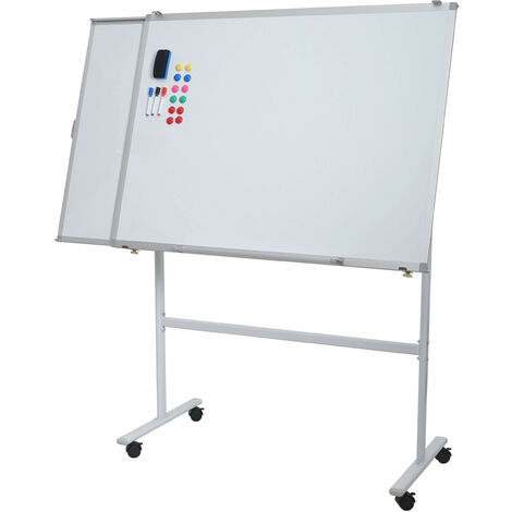 Tableau blanc HWC-C85b - avec tableau extensible Tableau magnétique Tableau d'affichage - mobile sur roulettes - accessoires inc