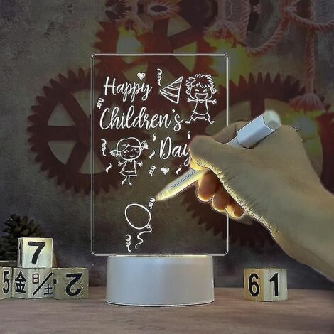 Tableau blanc lumineux LED créatif avec stylo intégré, idéal pour les fêtes, cadeau pour enfants et petites amies. Lampe de nuit - Tableau blanc - 1 stylo