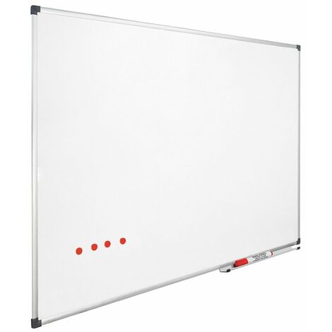 Tableau blanc magnétique 80 x 110 cm – Acier laqué – Effaçable à sec – Montage portrait ou paysage – Cadre en aluminium – Ivol