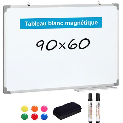 Jago® Tableau Magnétique Blanc - à Roulettes, Double Face, Effaçable, Cadre  en Aluminium, 110x75 cm, Incluant Aimants, Marqueurs, Rigole