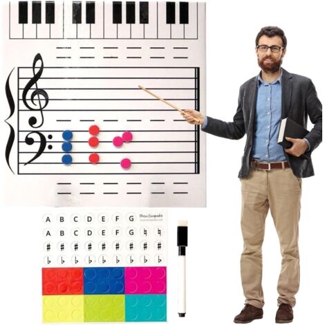 Tableau blanc magnétique à sec effacer - personnel de musique à