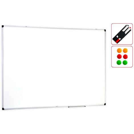 Tableau blanc magnétique effaçable à sec 180x120cm avec cadre en aluminium + ensemble d'accessoires