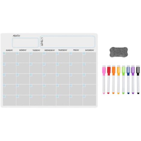 Tableau blanc magnétique effaçable à sec A3, calendrier pour réfrigérateur 17 x 12 pouces