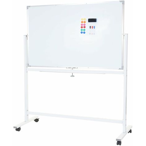 Tableau blanc magnétique tableau d'affichage mobile accessoires inclus 150x100cm 040005121