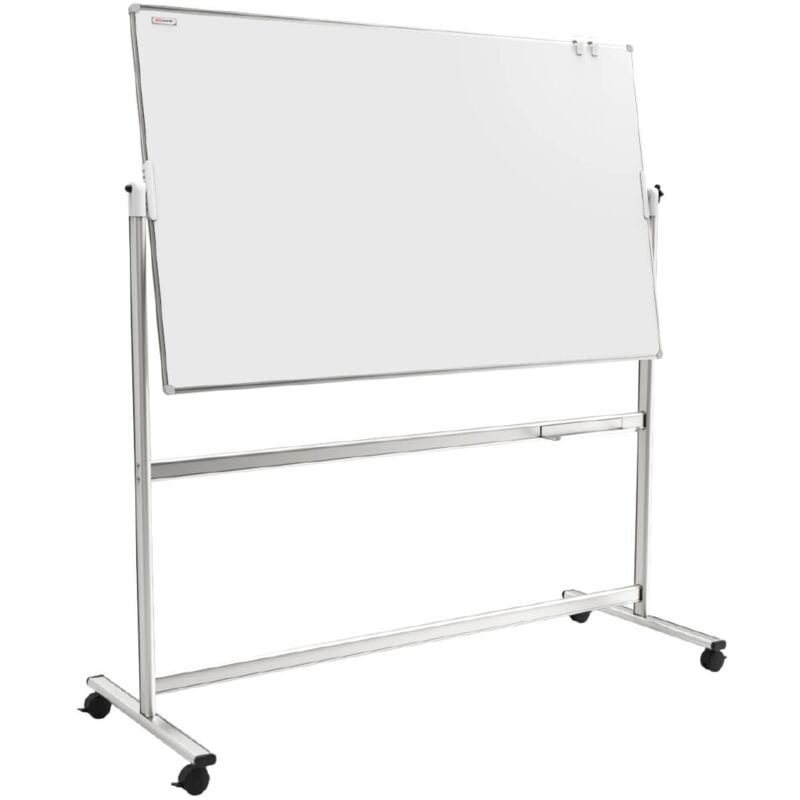 Tableau Blanc Mobile Double Face Magnétique Effaçable à Sec avec Cadre en Aluminium 120x90cm