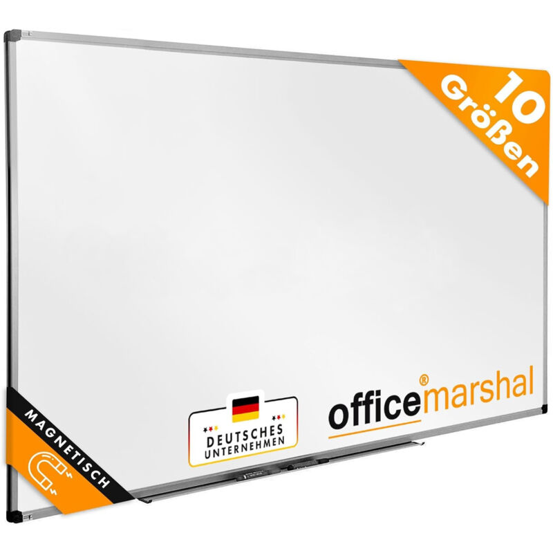 Tableau magnétique blanc laqué, professionnel Office Marshal, 80 x 110 cm