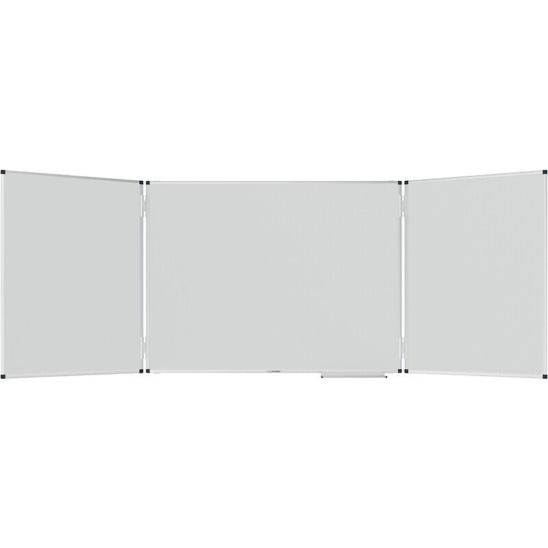 Tableau blanc unite plus triptyque 2 volets surface magnétique en acier émaillé cadre en aluminium largeur deployée 3m Legamaster