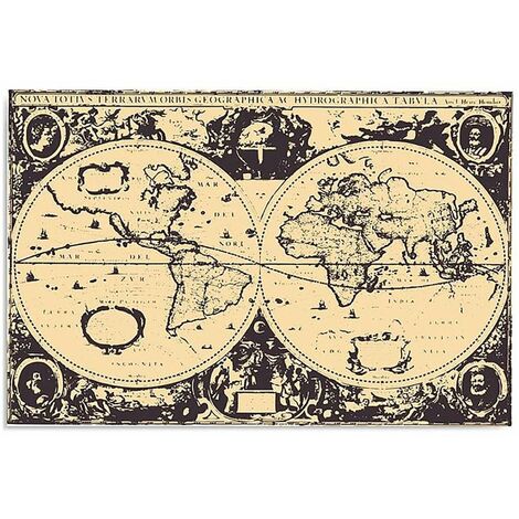 Tableau Bois Gris Carte Du Monde Vintage - 60 X 40 Cm à Prix Carrefour