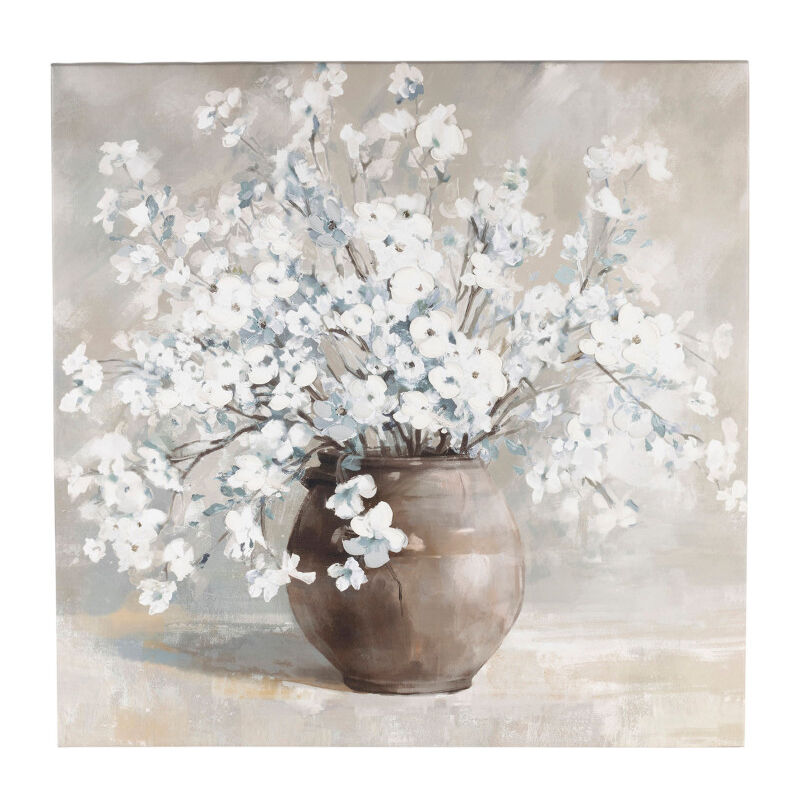 Tableau bouquet blanc toile 76x76x3cm