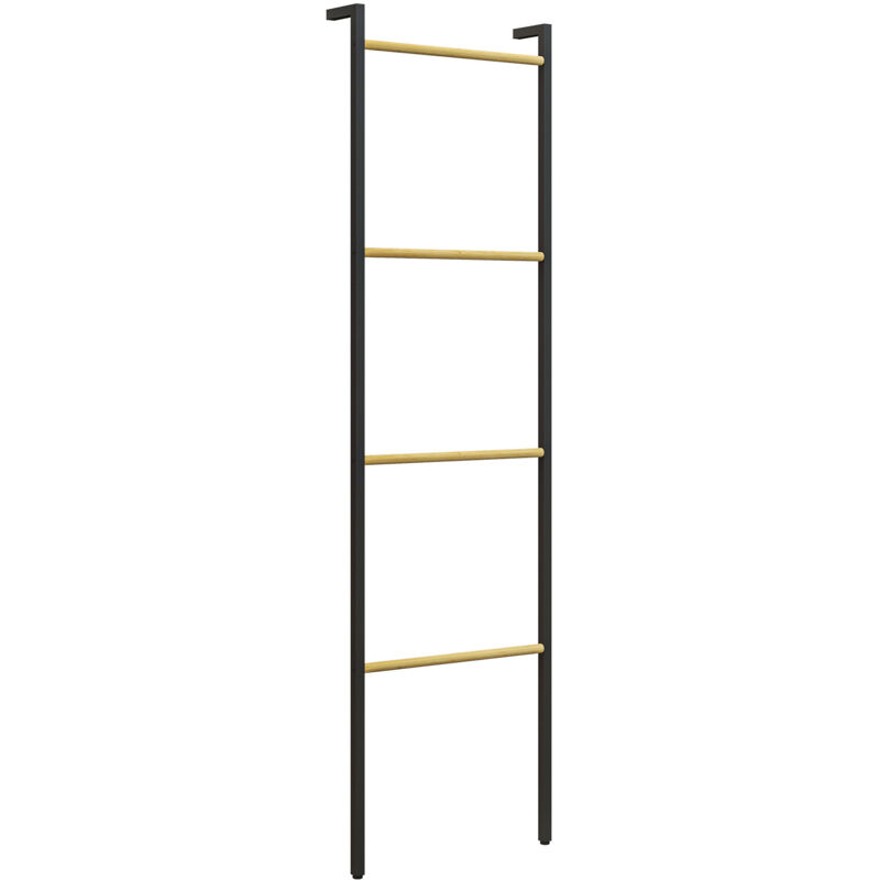 Étagère à Serviettes En Acier Avec 4 Barres Pour Serviettes, Vêtements, Couvertures, Journaux, Noir