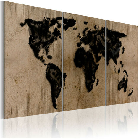 Tableau - Carte du monde en encre 120x60